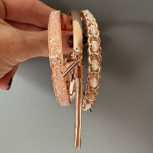 NWOT Guess Rose Gold and Cream Bracelet Set